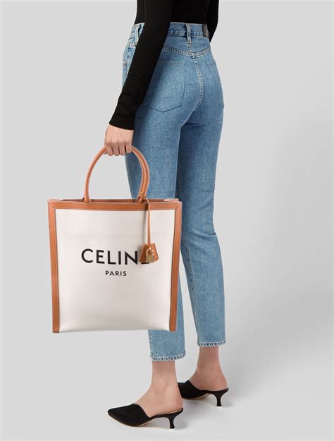 celine canvas tote bag 2018|Celine vertical cabas tote.